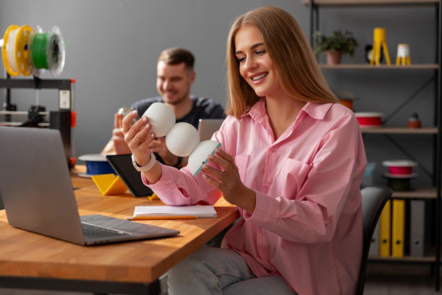 Moderne Arbeitsplätze mit Computern für Online-Lernen eingerichtet